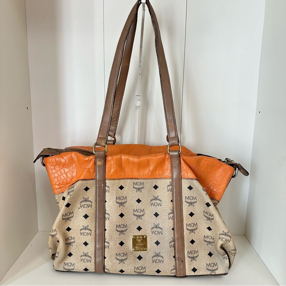 MCM Orange and Tan Tote Bag